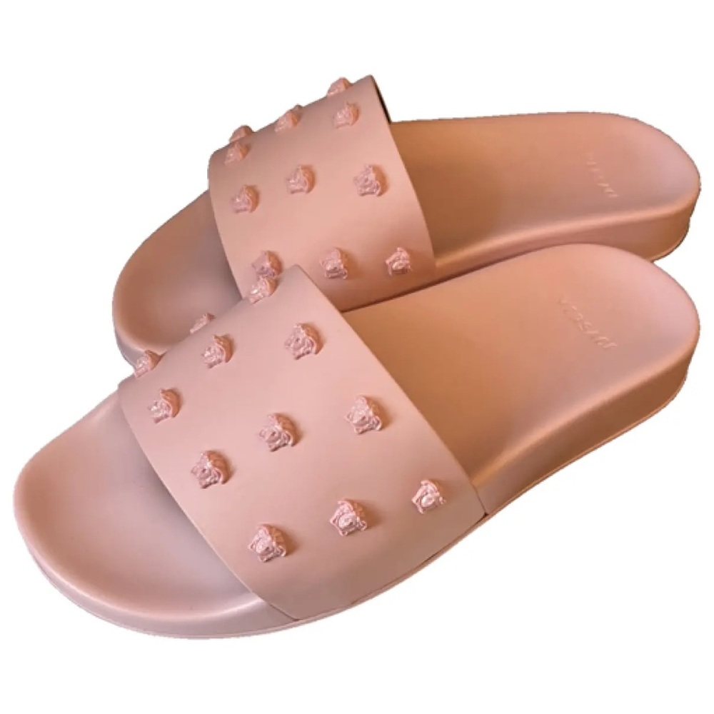 New Versace Medusa head iconic logo pink rubber slippers slides 36.5